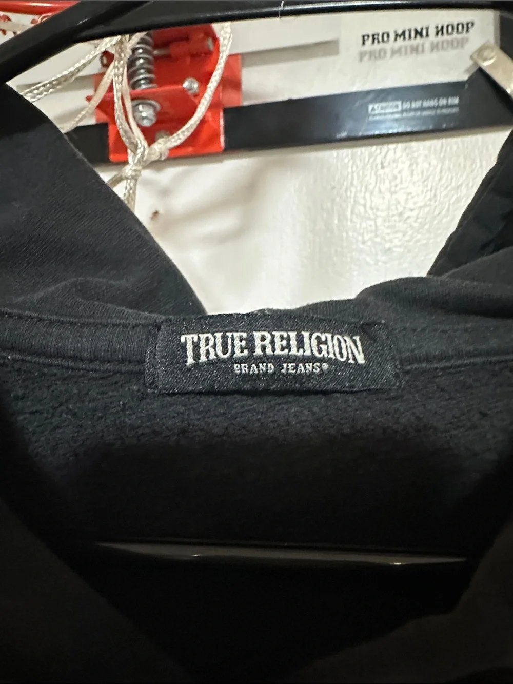 True Religion Black Hoodie with Red & White Graphic